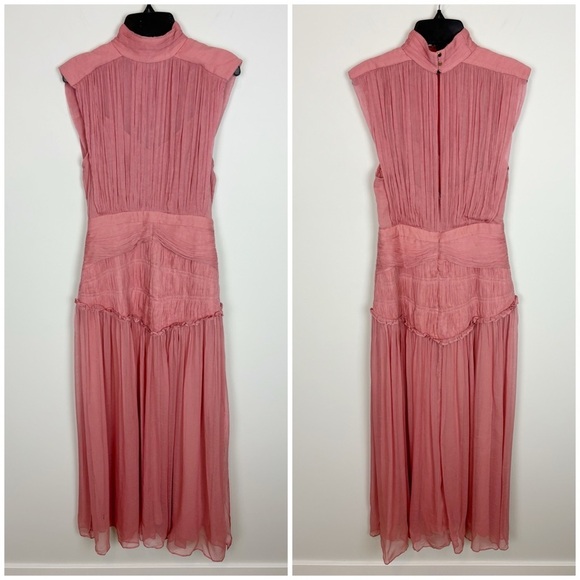 Shona Joy Lauren Sleeveless Ruched Midi Dress in Blush Size 4 - Picture 2 of 16